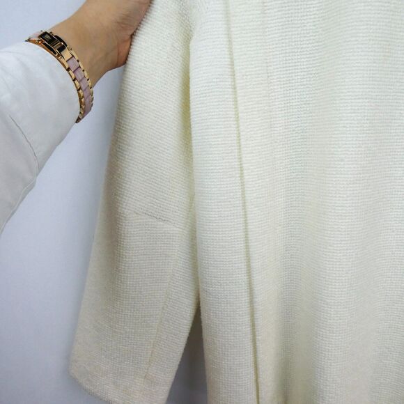Vintage Square Shoulder Textured Blazer Sz M Ivory Cream Bouclé - Picture 10 of 16